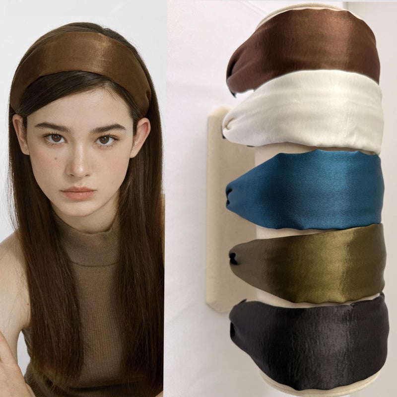 LONEEDY 4 Pack Wide Hard Headband with Teeth for Women, Girlsâ€™s Hair Band Pleated Cloth Fabric Hair Hoop Accessories (Mixed colors C) - Image 2
